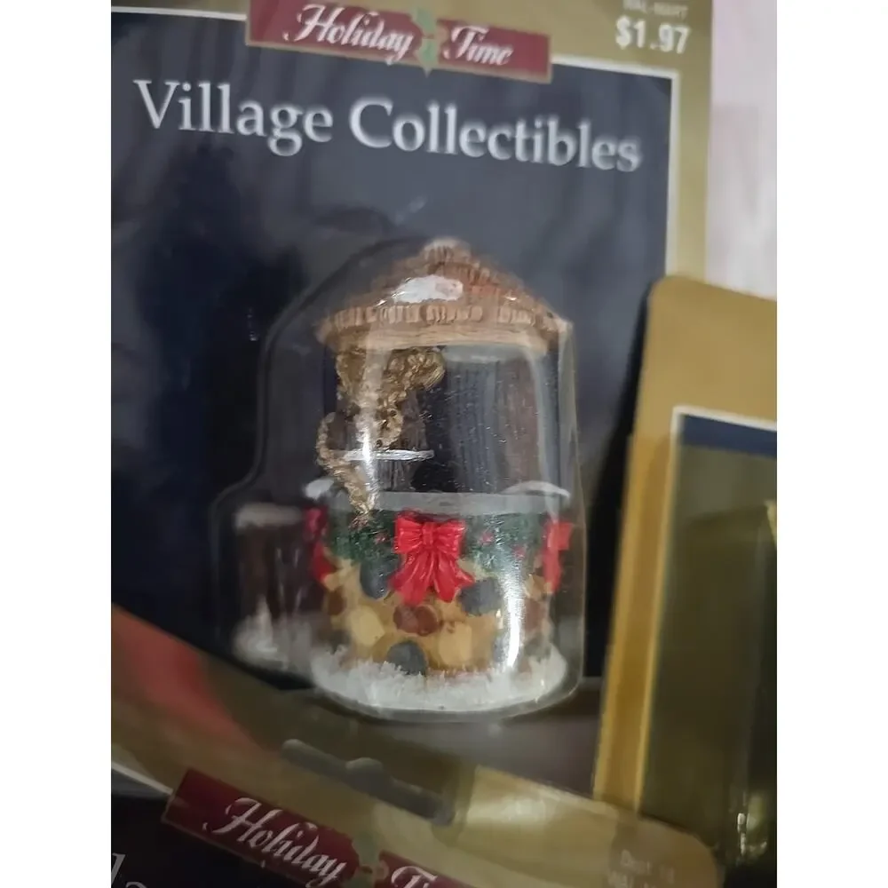 Vtg Holiday Time Christmas Village Accessory Mail Train Station Deer Smoke House